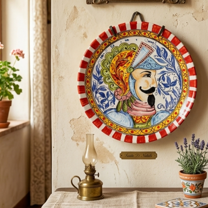 Piatto da Appendere "Collezione Paladini di Sicilia" in Ceramica di Caltagirone 38cm