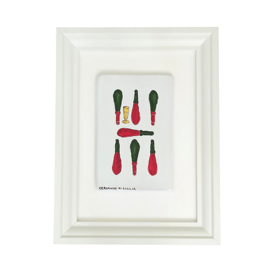 Cornice con Carta Siciliana in Ceramica di Sicilia - Sette di Bastoni