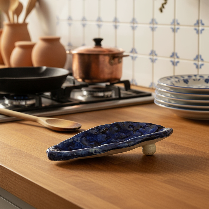 Poggia Cucchiaio 25cm da Cucina "Pala di Fico d'India" in Ceramica Siciliana di Caltagirone