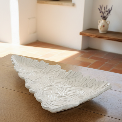 White Ceramic Leaf Appetizer Dish