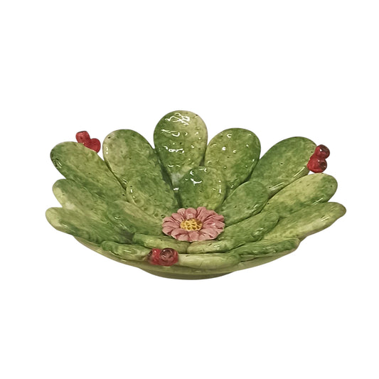 Centrotavola d.30cm Cactus in Ceramica Siciliana di Caltagirone