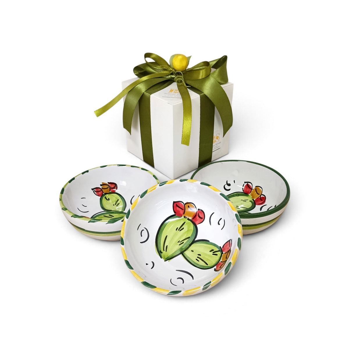 Prickly Pear Small Bowl - Sicilian Party Favor in Caltagirone Ceramic 12cm - assorted decorations