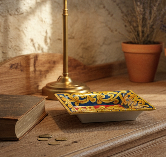 Svuotatasche Rettangolare in Ceramica di Caltagirone