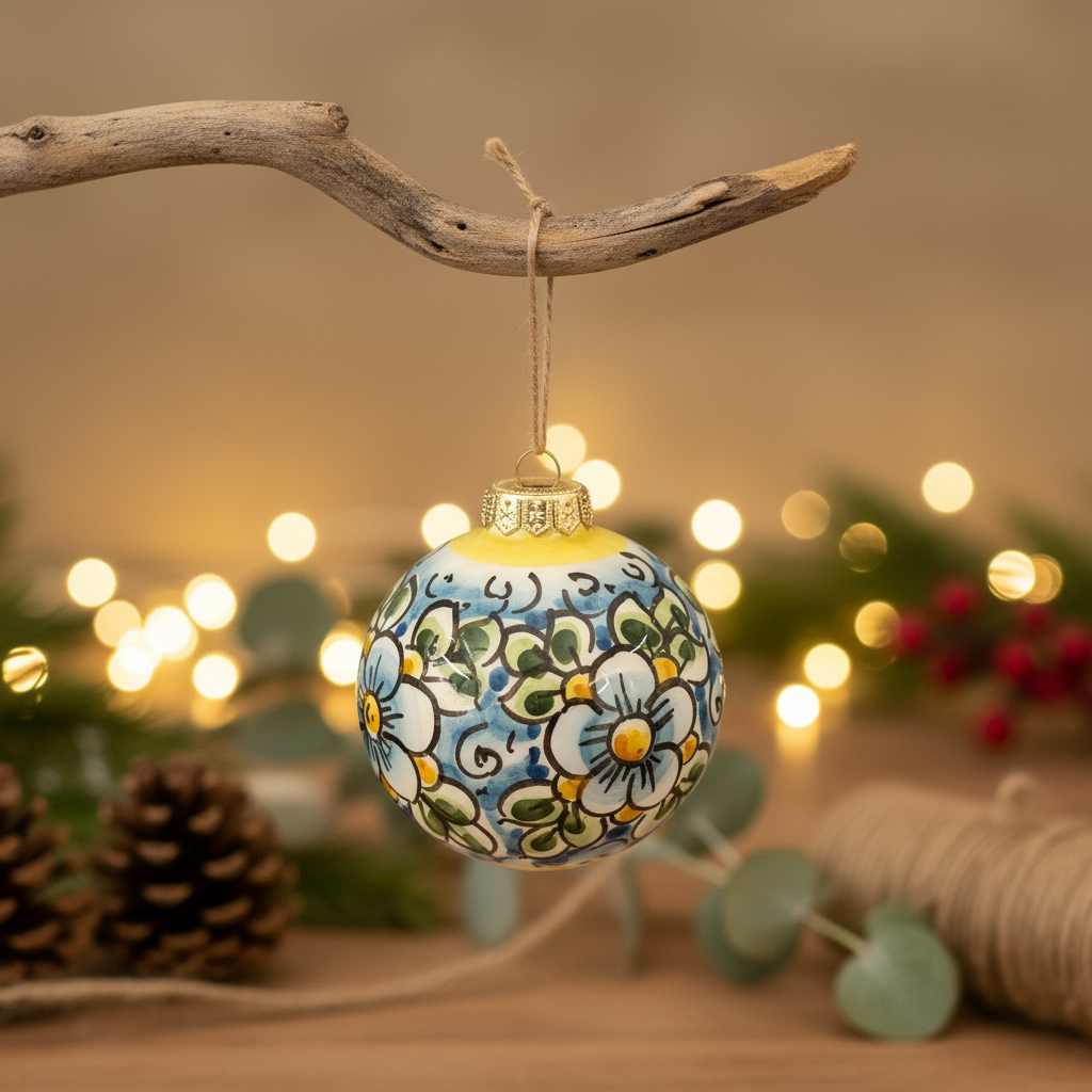 Christmas Ball 9cm in Sicilian Ceramic from Caltagirone