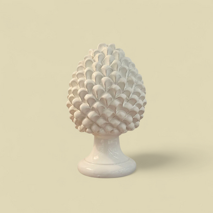 White Sicilian Ceramic Pine Cone - Various Sizes