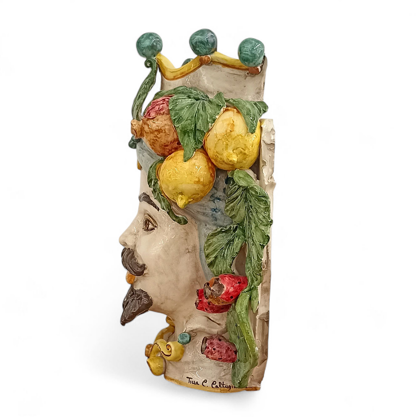 Mascherone 40cm Testa di Moro da Parete in Ceramica Siciliana di Caltagirone