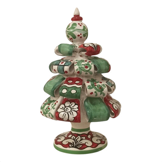 Albero di Natale 20cm "Patchwork" in Ceramica Siciliana di Caltagirone