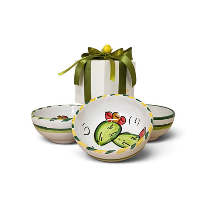 Prickly Pear Small Bowl - Sicilian Party Favor in Caltagirone Ceramic 12cm - assorted decorations