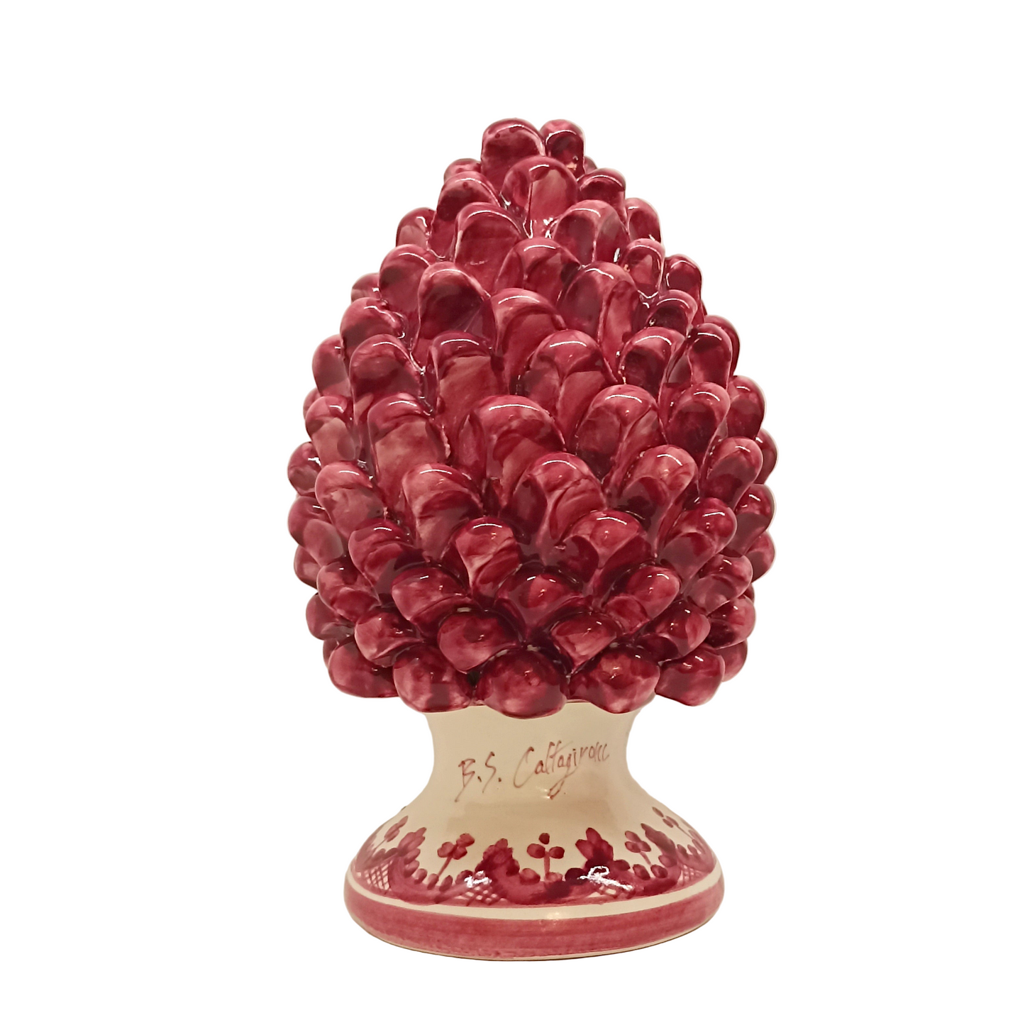 Pine cone in Sicilian Ceramic from Caltagirone "Wine Red"