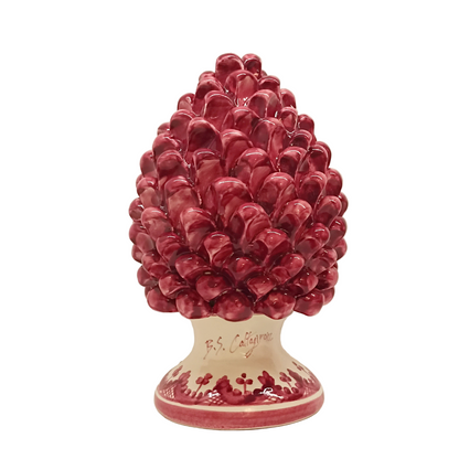 Pine cone in Sicilian Ceramic from Caltagirone "Wine Red"