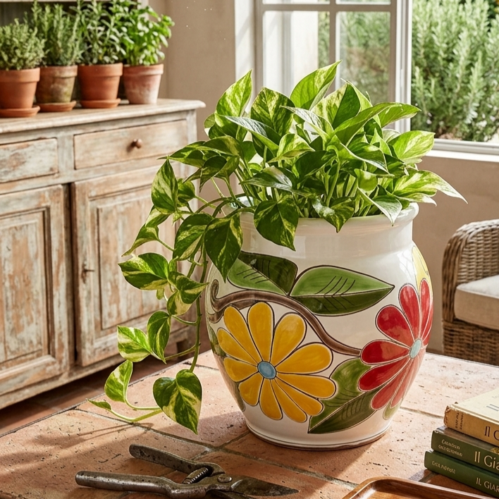 Decorated Plant Pot Sicilian Ceramics 30cm
