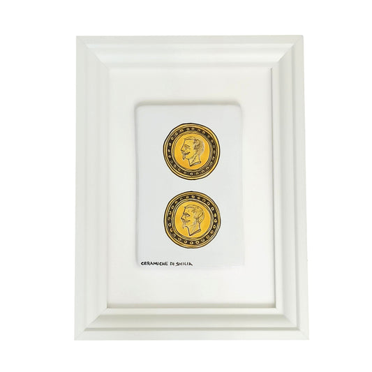 Cornice con Carta Siciliana in Ceramica di Sicilia - Due di Oro