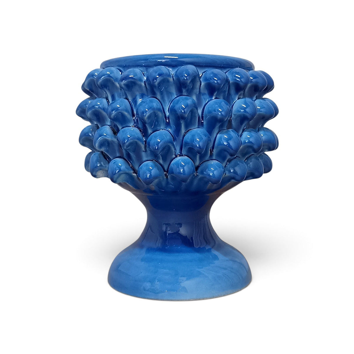 Portapiante Pigna Azzurro in Ceramica di Caltagirone 19cm