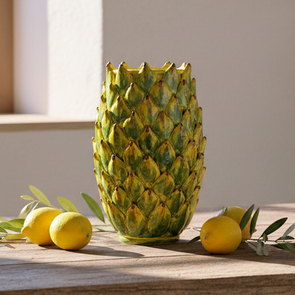 Acanthus Flower Vase in Sicilian Ceramic 33cm from Santo Stefano di Camastra