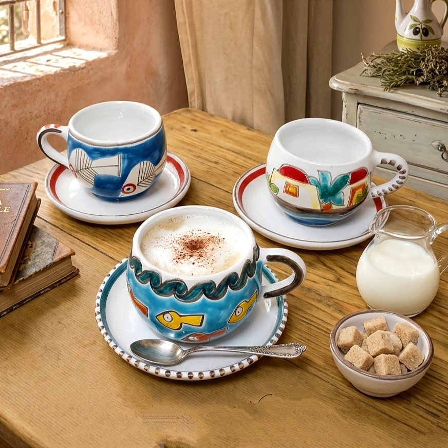 Tazza in Ceramica Decorata a Mano