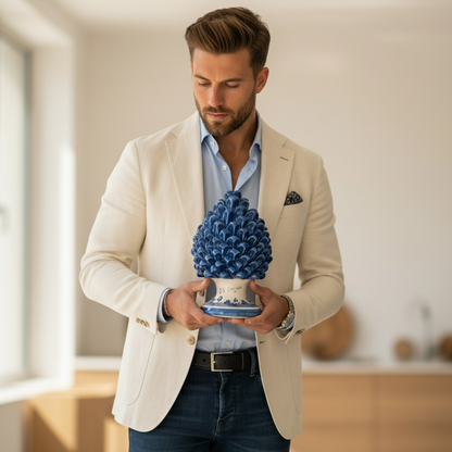 Sicilian Ceramic Pine Cone Caltagirone "ancient blue"