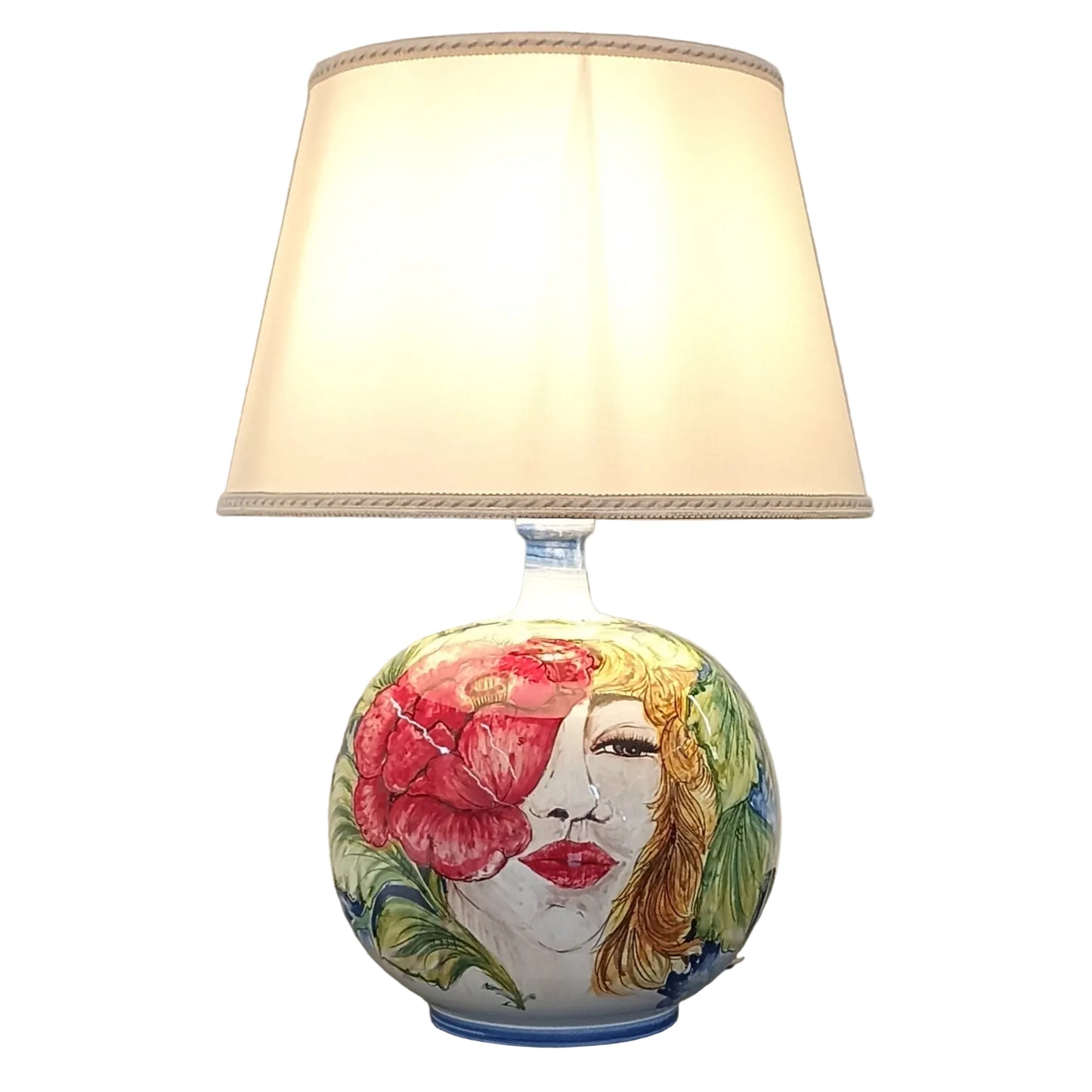 Lume Sfera "La Primavera" 52cm in Maiolica Artistica Siciliana
