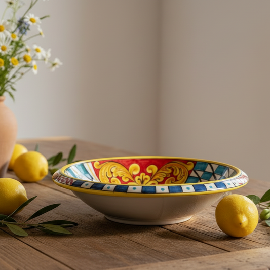 Centrotavola 31cm in Maiolica Siciliana di Santo Stefano di Camastra