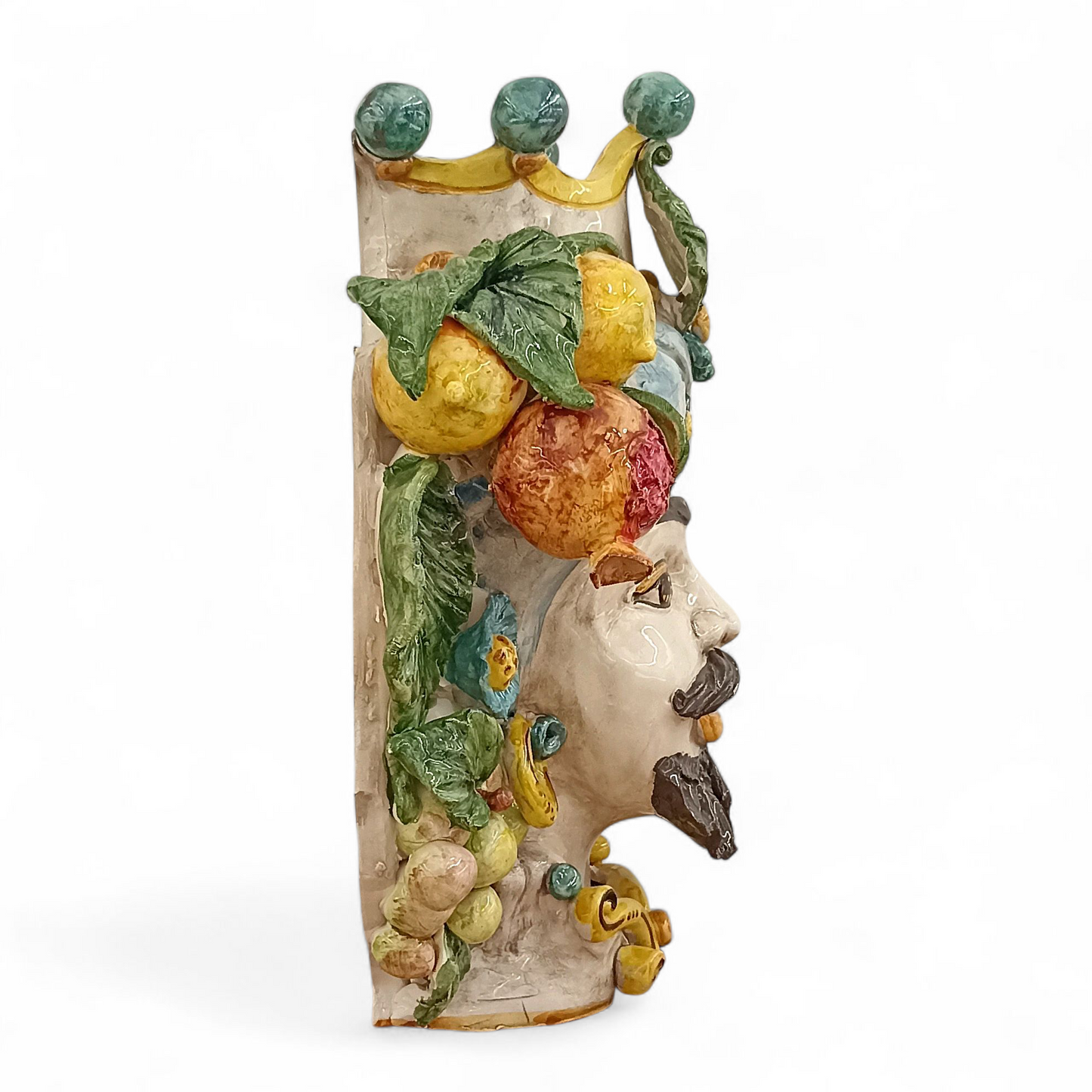 Mascherone 40cm Testa di Moro da Parete in Ceramica Siciliana di Caltagirone
