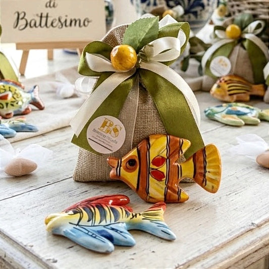 Pesciolini in Ceramica Siciliana - Bomboniera Siciliana - decori assortiti