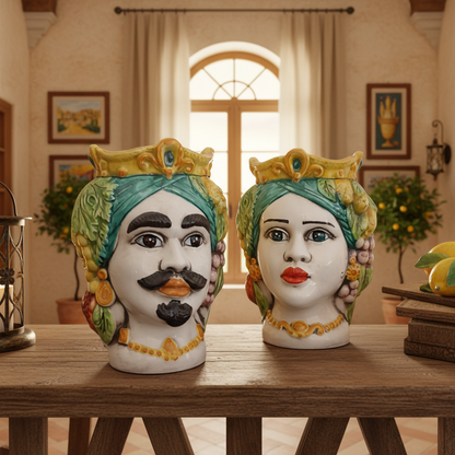 Teste di Moro 19cm in Ceramica Siciliana di Caltagirone