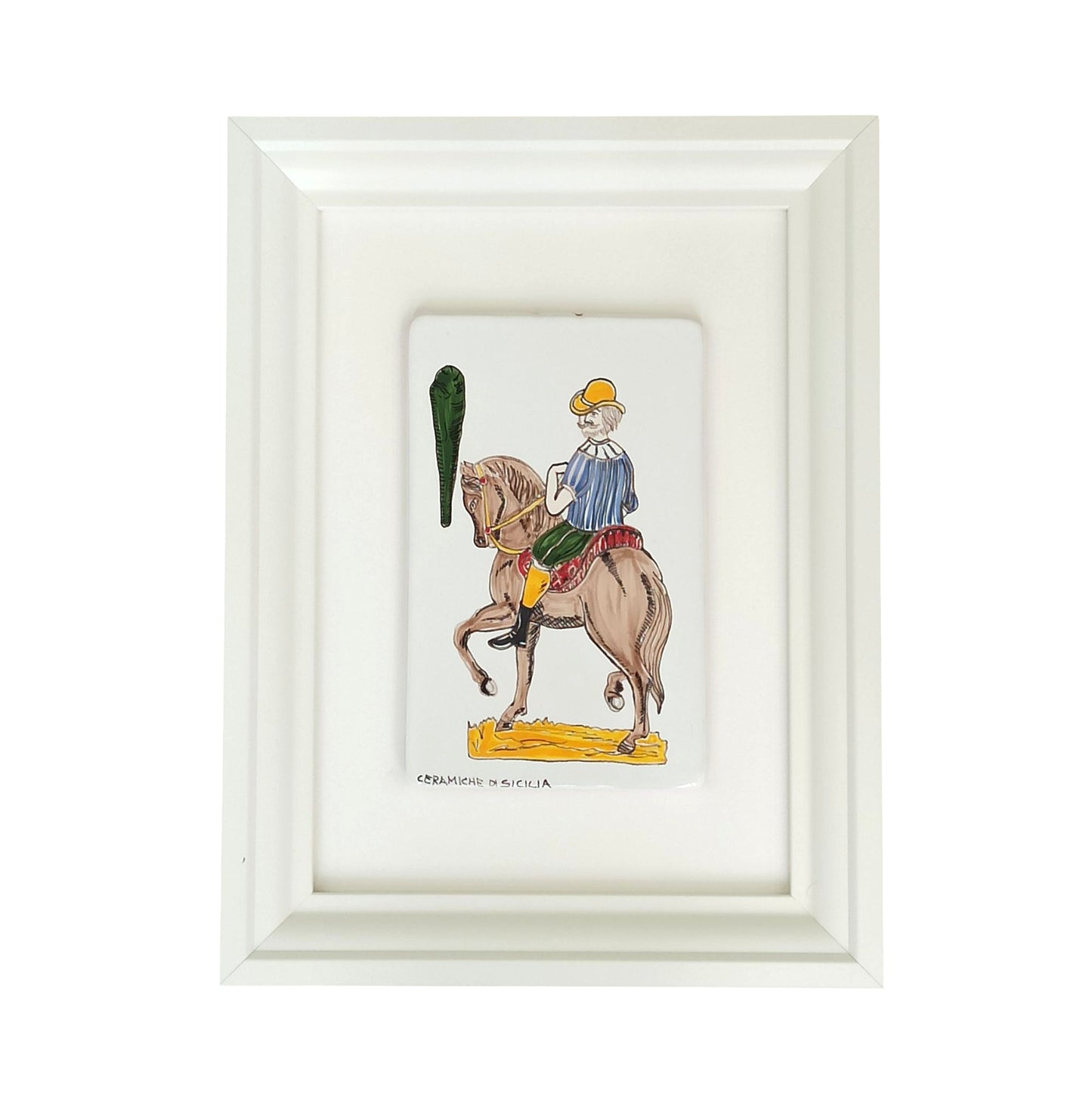 Cornice Carta Siciliana in Ceramica Siciliana - Cavallo di Bastoni