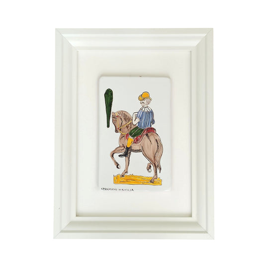 Cornice Carta Siciliana in Ceramica Siciliana - Cavallo di Bastoni