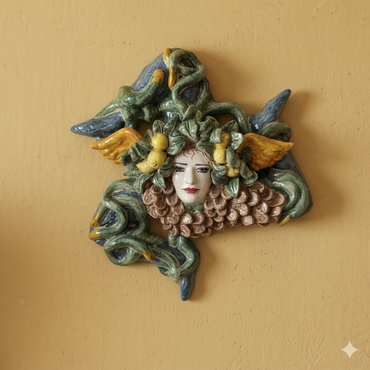 Trinacria Siciliana 28cm in Ceramica Artistica di Caltagirone