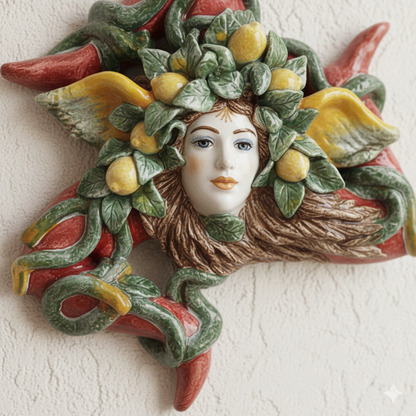 Trinacria Siciliana 28cm in Ceramica Artistica di Caltagirone