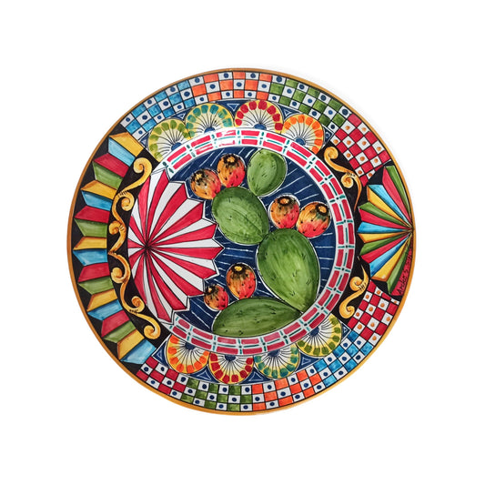 Piatto 46cm Ornamentale in Maiolica Siciliana di Santo Stefano di Camastra