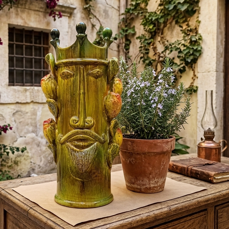 Testa Siciliana Moderna " Sikano" in ceramica di Santo Stefano di Camastra - 50cm