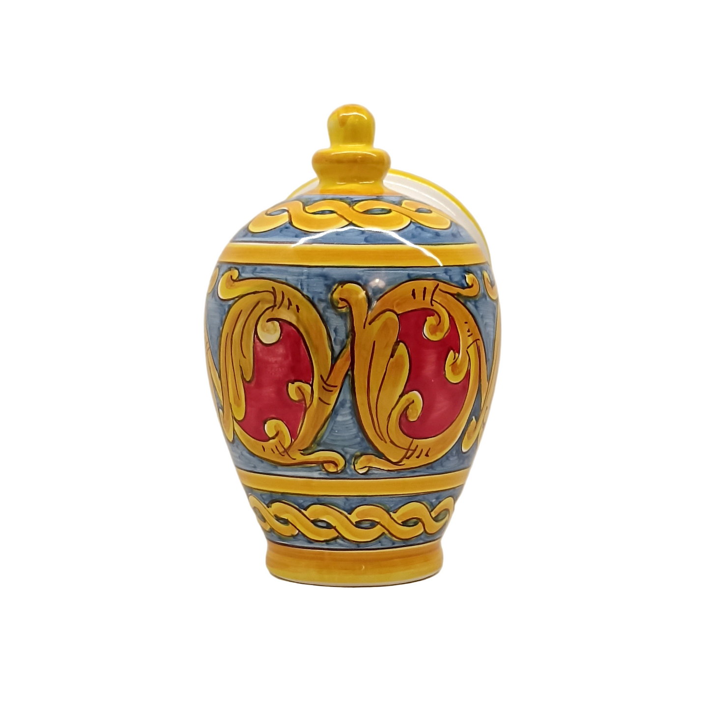 saliera decorata in maiolica