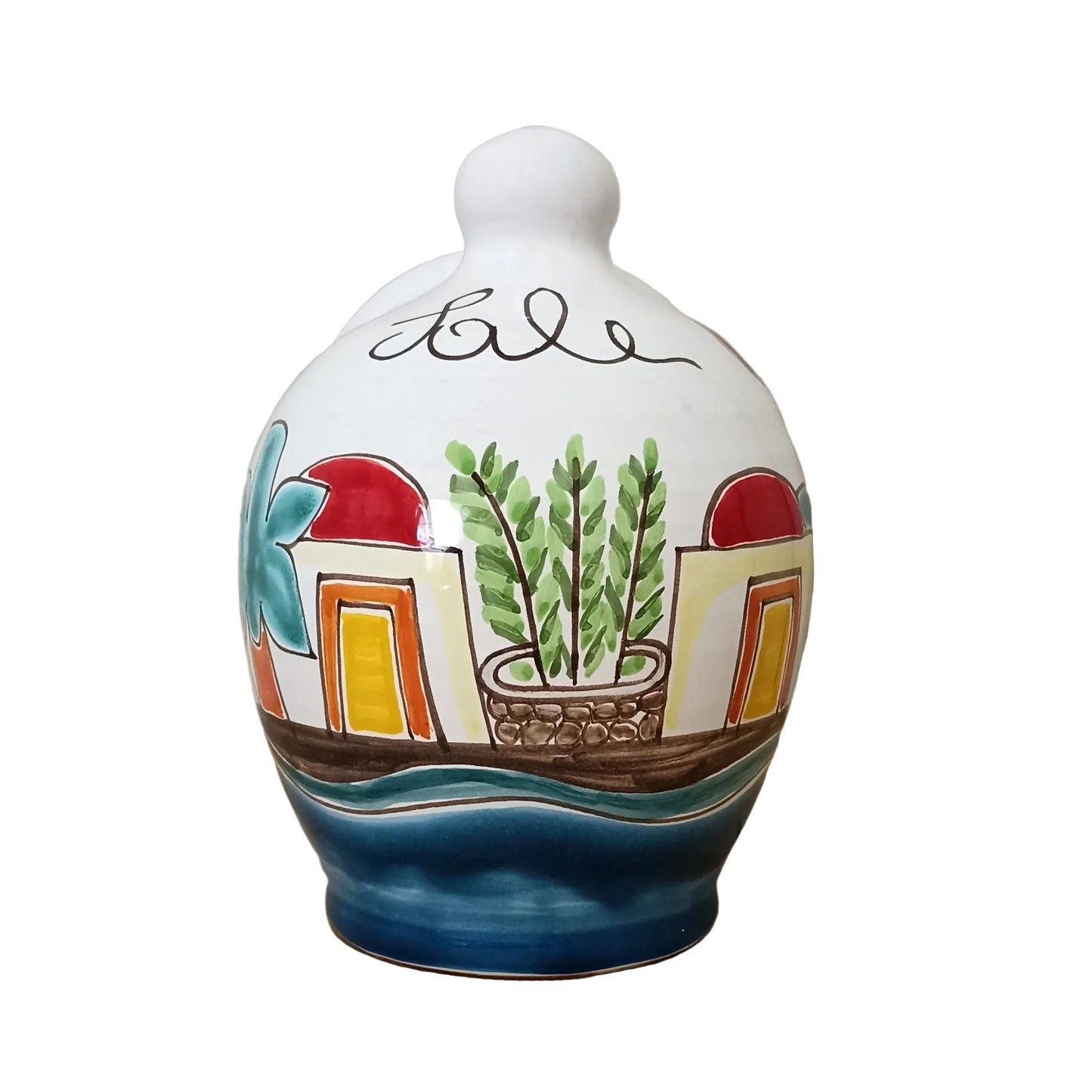 saliera decorata in maiolica