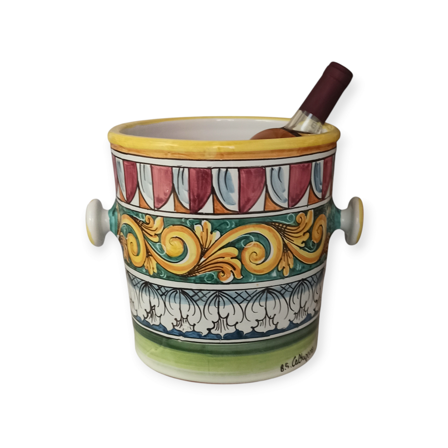 Secchiello Champagne in Ceramica Siciliana di Caltagirone