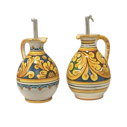 set  per olio e aceto in ceramica di caltagirone