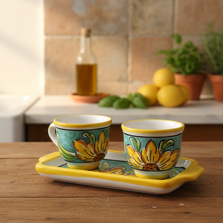 set completo di tazzine di caltagirone