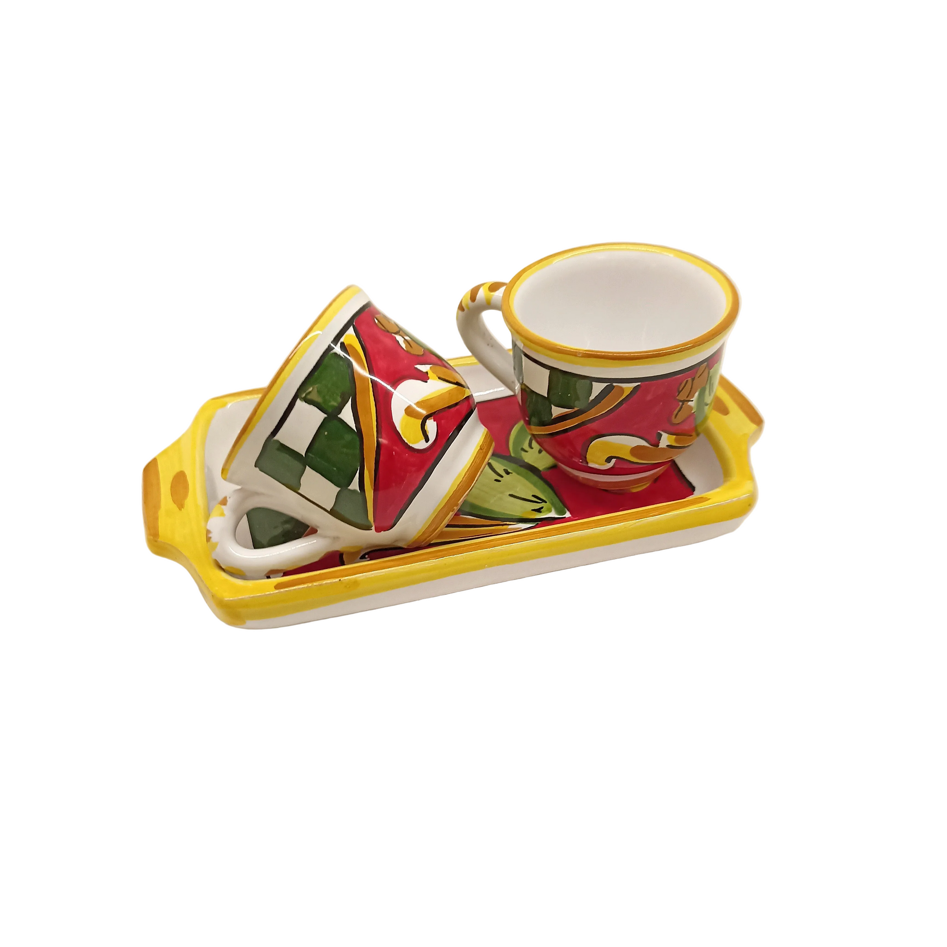 tazzina in maiolica con piattino