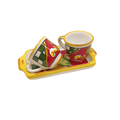 tazzina in maiolica con piattino