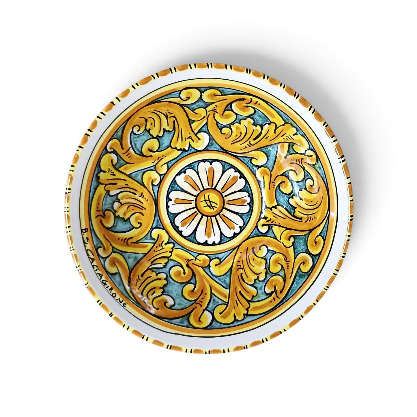 decorated sicilian  ceramic fruit bowl