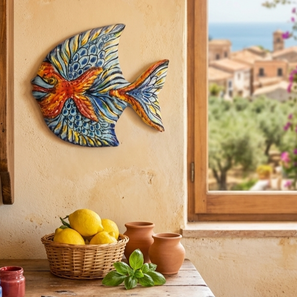 pesce in maiolica artigianale da appendere