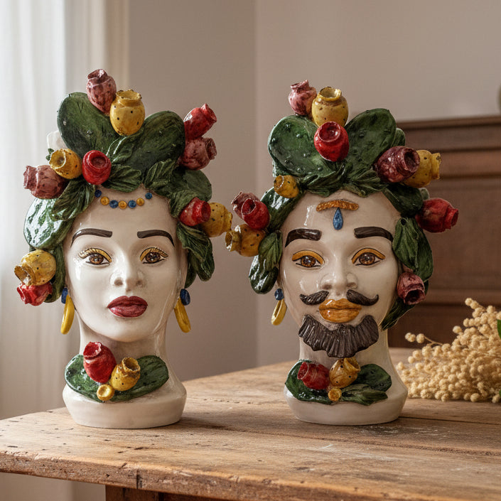 handmade sicilian ceramic head from caltagirone