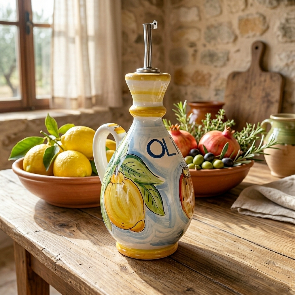 sicilian ceramic oil bottle