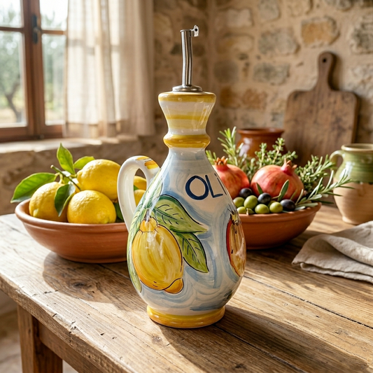 sicilian ceramic oil bottle