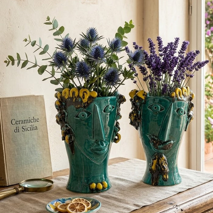 sicilian heads in modern ceramic