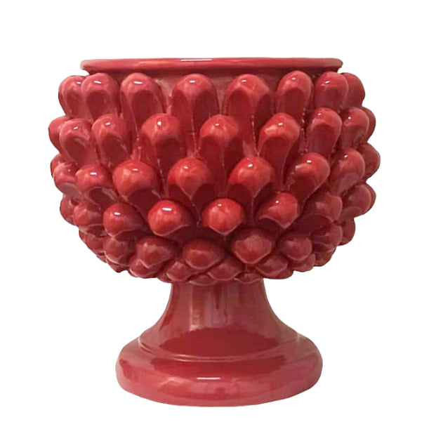 Pigna aperta rossa ceramica, souvenir siciliani Messina