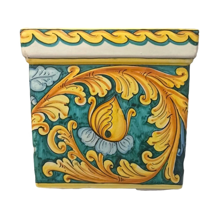 Sicilian Majolica Plant Pot |Sicilian Ceramic Saucer|Souvenirs
