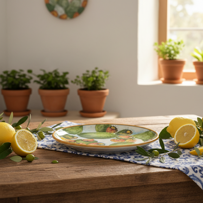 Piatto Decorato 32cm in Maiolica Siciliana di Santo Stefano di Camastra