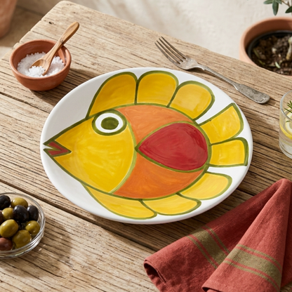 spaghettiera in maiolica decorata