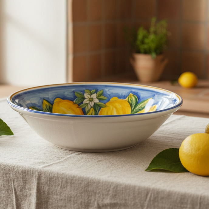 spaghettiera in maiolica di sicilia