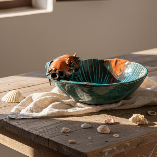 Centrotavola Melograna in Ceramica Siciliana di Santo Stefano di Camastra